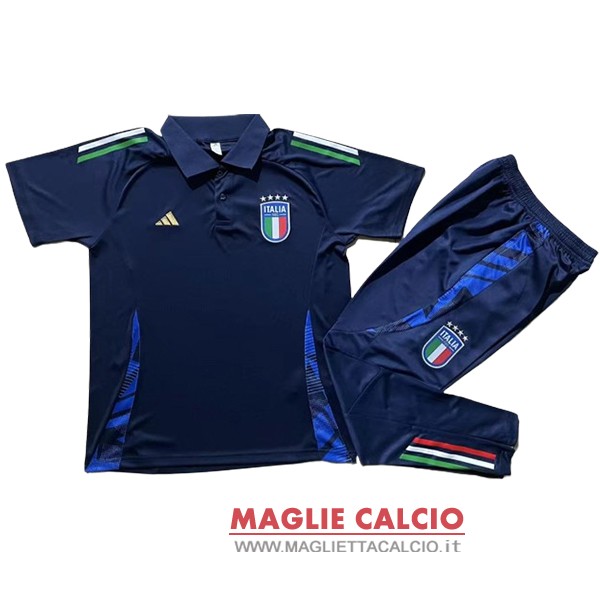 polo set completo maglia italia 2024 blu navy