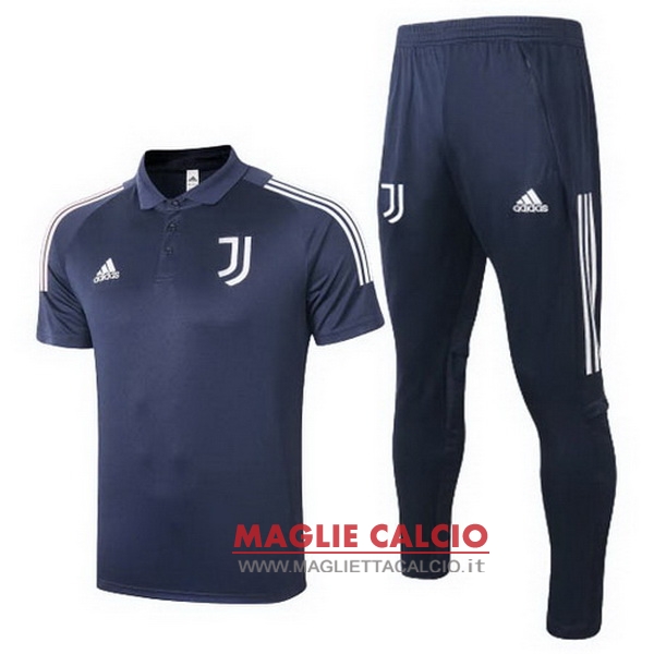 polo set completo maglia juventus 2020-2021 blu navy