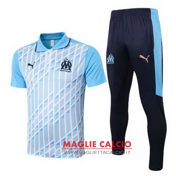 polo set completo maglia marseille 2020-2021 blu