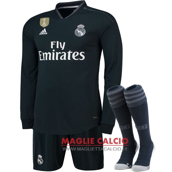 nuova seconda divisione magliette manica lunga real madrid 2018-2019（pantaloncini+calze）