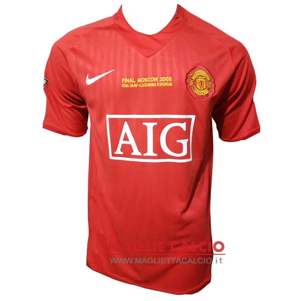 prima magliette nuova manchester united retro 2007-2008 rosso