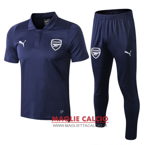 polo set completo maglia arsenal 2018-2019 blu navy