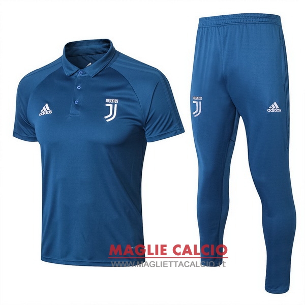 polo set completo maglia juventus 2017-2018 blu