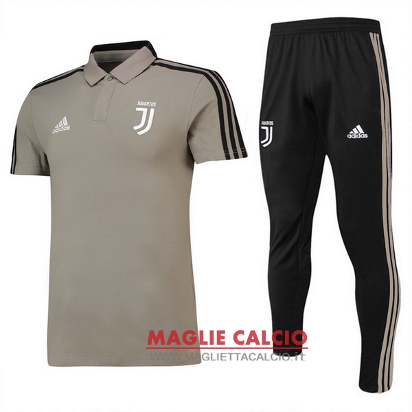 polo set completo maglia juventus 2018-2019 marrone nero