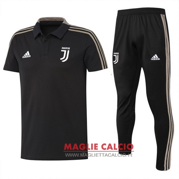 polo set completo maglia juventus 2018-2019 nero marrone