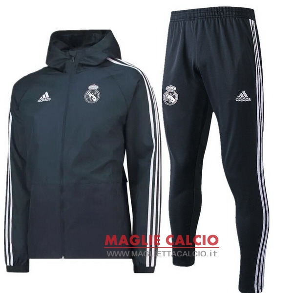 nuova real madrid insieme completo grigio navy giacca a vento 2018-2019