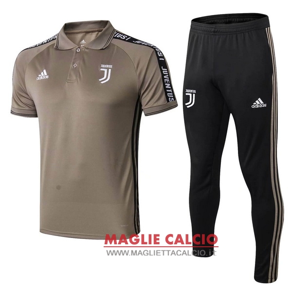 polo set completo maglia juventus 2019-2020 marron nero